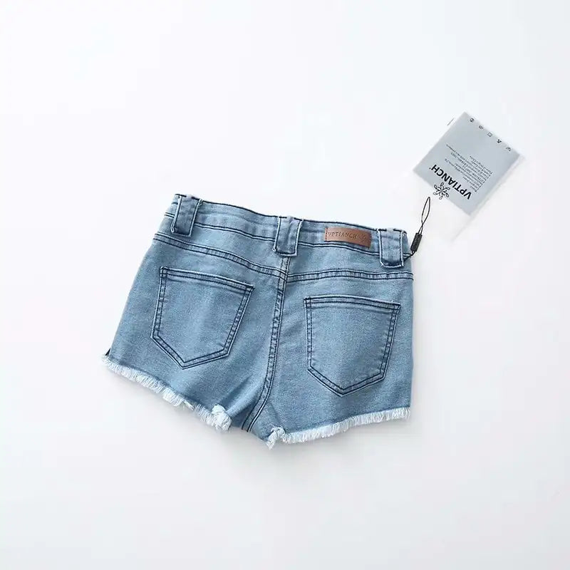 High Waist Stretch Fit Front Zip Denim Shorts